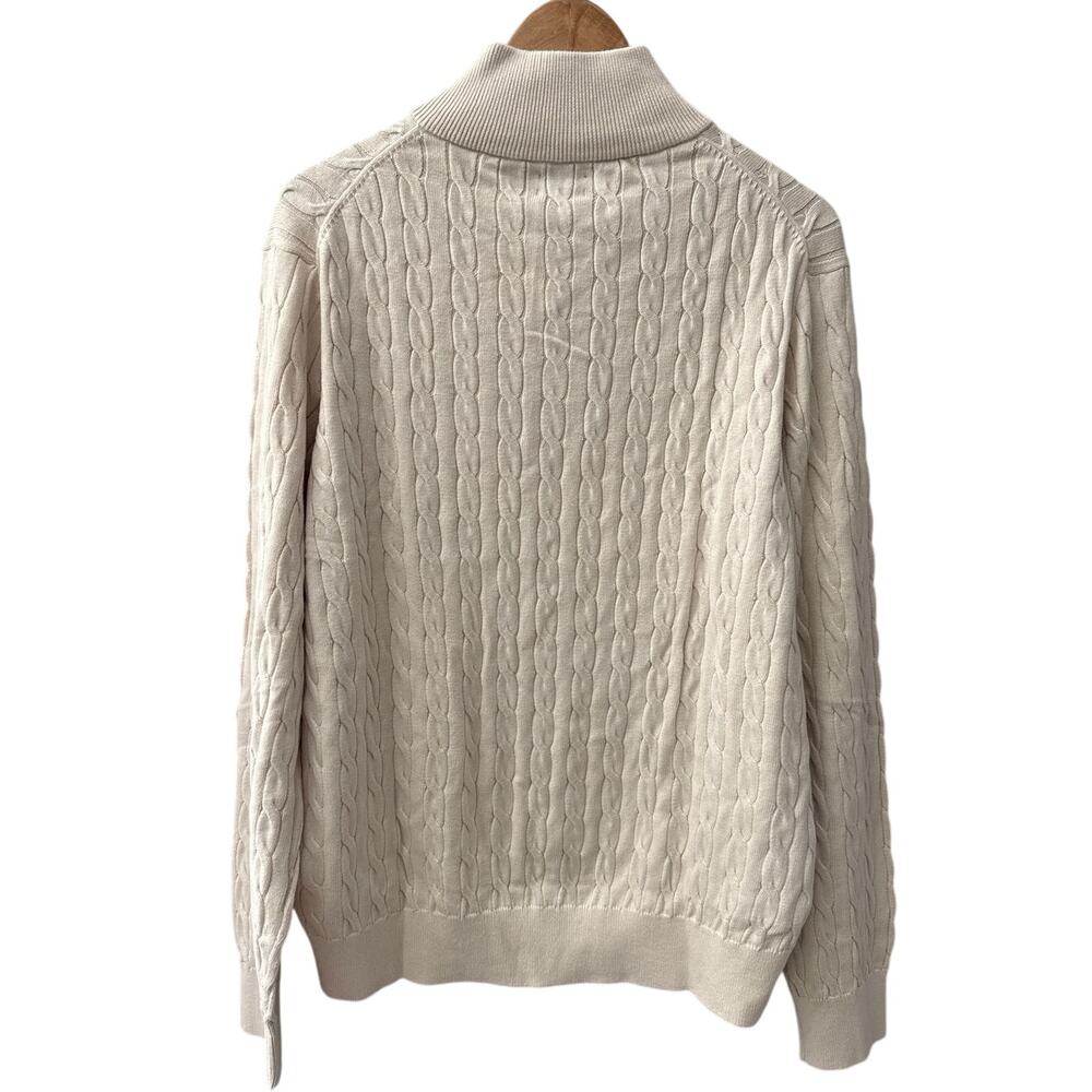 J. Crew Cotton Cable Half-Zip Soft Sweater in Natural Size Large - Picture 5 of 11